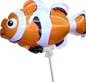 Auto Shape Balloon - Clown Fish - 22cm long - on a stick!