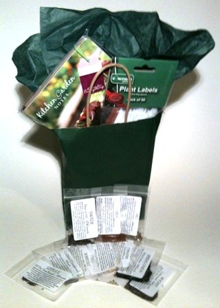 Gardeners Gift set - 10 pks Seed, Notebook and 50 x Labels (red)