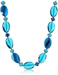 Napier "Chameleon" Silver-Tone and Multi-Blue Collar Necklace, 19.5"