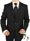 Giorgio Men's Suit Made in Italy 3 Button Jacket Merino Wool Black