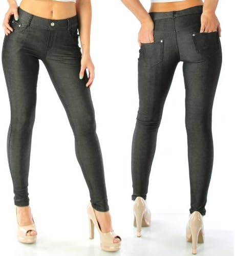 Herringbone Solid 5 Pocket Fashion Jegging with Rhinestones