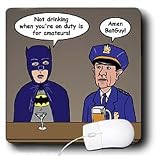 Rich Diesslins Funny General Cartoons - Super Hero Parody with Batman and Chief Ohara at the bar - Mouse Pads