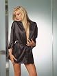 Charmeuse reversible sleepwear robe with matching belt