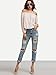 SheIn Women's Off The Shoulder Long Sleeve loose Top Blouse - Pink Small