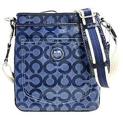 Coach Alex Coated Op Art Signature Crossbody Messenger Bag Swingpack Blue