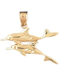 Dazzlers Solid 14 karats gold Dolphin Charm Pendant Available in three colors from jewelsberry (weights: 1.5 grams only)