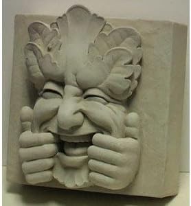 Cast Stone Installation Block Leaf Face Sculpture - Too Much Fun Design