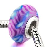 Irregular Blue February Purple Whirlpool Polymer Clay Bead - Pandora Charm & Bracelet Compatible
