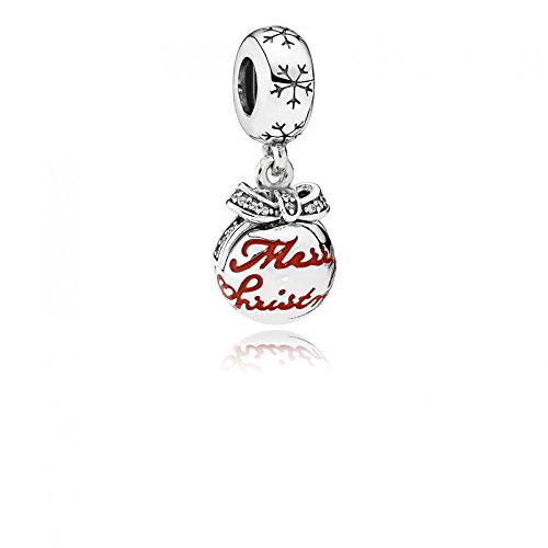 PANDORA Dangle Merry Christmas Bauble with Translucent Classic Red Enamel