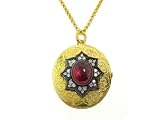 Large Filagree Locket with Pink Tourmaline Center by Arman