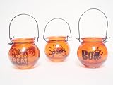 WeGlow International Halloween Glass Lantern With Black Design (Pack Of 6)