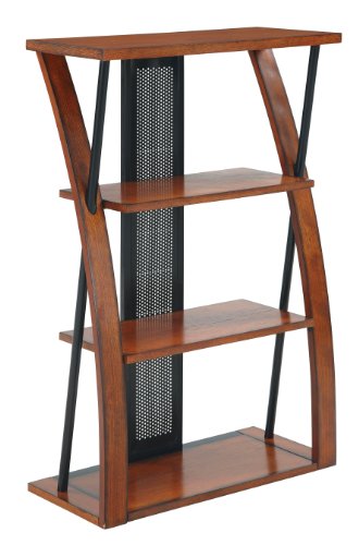 OSP Designs Office Star Products Aurora Bookcase, Medium Oak with Black Accents On Sale