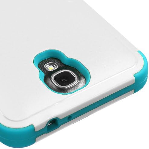 Galaxy Mega 2 Case, Kaleidio [Mybat Natural TUFF] Dual Layer Shock Proof Hybrid Case Cover w/ Metal Kickstand for Samsung Galaxy Mega II 2 G750F [Package Includes a Overbrawn Prying Tool & Stylux Stylus/Pen Dust Plug Combo] - Retail Packaging [White/Teal]