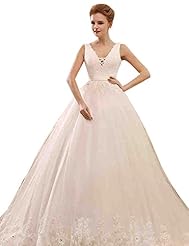 V-neck  Backless  Ball Gown Evening Dress/Wedding Party Dress  With a Ribbon 