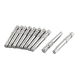 uxcell　六角ドライバービット　ドライバービット　磁気　金属　ダブルヘッド　グレー　5mmのヒント　10個