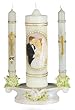 Wedding Unity Candles and Base - 10in. Center and 6in. Side Candles - Bee's Wax - Hand Sculptured