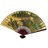 12 x 20 Mountain Landscape Wall Fan in Gold Leaf