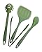 cmsHome Green Ice 4 Piece Set Premium Silicone Kitchen Utensils Silicone Tool Set Non-stick Non-toxic, XL Pancake Turner, Long Mixing Spoon, Long Spaghetti Fork, Tongs (Green Ice)
