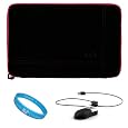 Black with Red Trim Protective Nubuck Carrying Sleeve Case Cover with Cushioned Interior Bubble Padding and Exterior Accessory Pocket for Acer AS1551-4650 11.6-Inch Notebook + INCLUDES!!! Naztech USB Mini Mouse with Retractable Cord for Laptop and Desktop Computer + INCLUDES!!! SumacLife TM Wisdom Courage Wristband