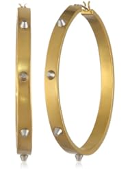 Sam Edelman Long Studded Two-Tone GoldHoop Earrings