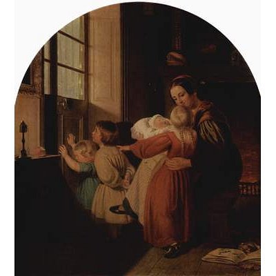 Ferdinand Theodor Hildebrandt (Children in anticipation of the Christmas tree (Christmas Eve)) Art Poster Print - 11x17