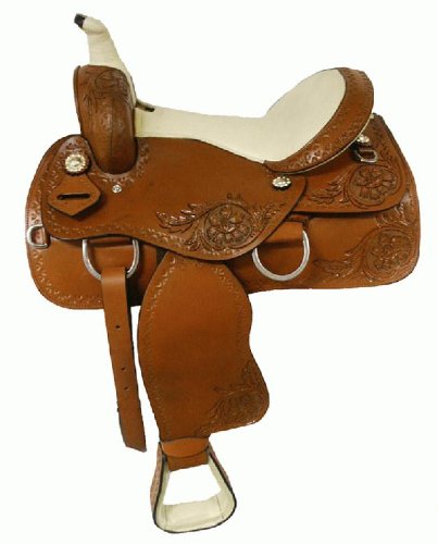 16 DOUBLE T Western Pleasure Saddle FLORAL TOOLED