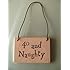 East of India birthday 40 and Naughty wooden gift tag