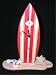 Wooden Surfboard Desk Clock Mantle Beach Surf Decor-Red