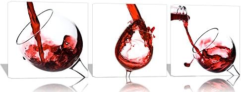 Spirit Up Art 3pcs Modern Giclee Prints Artwork Red Wine Glasses Pictures Print to Photo Printed Paintings on Stretched and Framed Canvas Wall Art Decor for Home Walls Office Decorations 20 by 20 inch