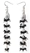 Girls Earrings Silver Black Onyx Gemstone Jewelry 4 inches (ers172)