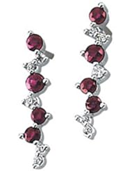 14K White Gold Ruby and Diamond Earrings -- LIFETIME WARRANTY