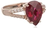 Sterling Silver Pink Gold Flash Plating Pear Shape Created Ruby with Created White Sapphire Ring, Size 7 Sterling Silver Pink Gold Flash Plating Pear Shape Created Ruby with Created White Sapphire Ring, Size 7