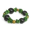 Tagua Nut Green Bracelet-Black Seeds "Seeds of Change Bracelet [Black Seeds - Green]"