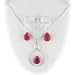 Ruby Jade Briolette Twist Ring Sterling Silver 18 Box Chain Necklace Earrings Set ne970