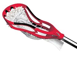 STX Deuce Lacrosse Head with White Power V Stringing, Red/Black