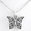 Celtic Design Butterfly Pendant in Sterling Silver on an 18" Rhodium and Sterling Ball Chain, #8394