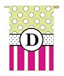 Monogram Peppy Pink & Green Polka Dot Double Sided Regular Size Flag - D