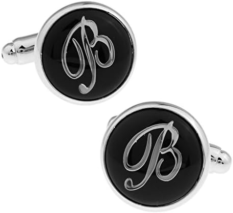 Round Black Letter B Pattern Noble Cufflinks Gift Box Package