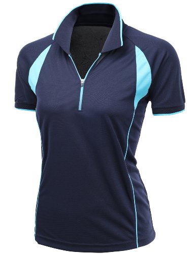 Xpril Women's Coolmax Fabric Sporty Feel Functional Short Sleeve Polo T-Shirt