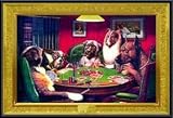 Art Poster Metal Framed Print - Dogs Playing Poker - Artist: Coolidge- Poster Size: 24 X 36
