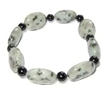 Jasper Bracelet 02 Stretch Sesame Green Rainbow Obsidian Black Gemstone Bead
