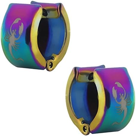 GSG 9 Stainless Steel Rainbow Scorpion Huggie Hoop Earrings 13mm Length 7mm Width