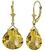 14k Solid Gold Citrine Leverback Earrings title=