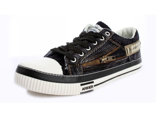 Arider W5580 Women Stone-Washed Denim Fashion Sneakers - Black