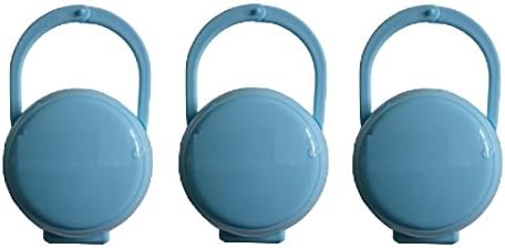 Baby Classic Pacifier Cradle Box Nipple Shield Carrying Case Fits all Nuby, Playtex, Philips Avent , Nuk, NaturalFit Pacifiers (3 Pack, Blue)