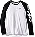 adidas Big Boys' Climalite Long Sleeve Tee, White/Black, Medium/10-12