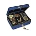 PM Company Securit Personal Size Cash Box with 4 Multifunction Removable Compartments, 7.625 x 5.75 x 3 Inch, Blue (04802)