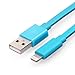 YellowKnife MFi Certified-IOS 7 Noodle Flat 8pin Lightning (3.2ft) Colorful USB Cable Supports Charging And Syncing for iPhone 5 5S 5C,iPad (Air/4th generation),iPad mini,iPod (7th generation),iPod touch (5th generation)&iPod nano(7th generation) With ZEISS Zeiss Pre-Moistened Lens Cloths (Aqua-T)