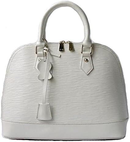 Women's Wood Grain Top Handle Bag (White)