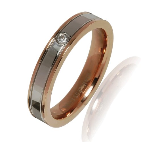 Bliss Republic Damen-Ring Edelstahl ros&eacute; Zirkonia wei&szlig; 55 60160081 Preisvergleich